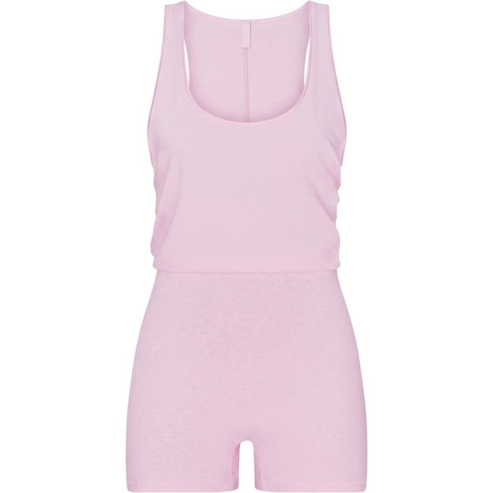 Skims Worn In Jersey Heart Jumpsuit Baby Pink XS OP-ONS-11130W Romper Loungewear